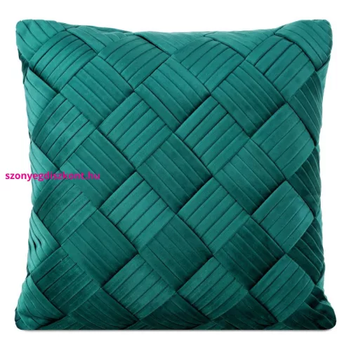 Sonia bársony párnahuzat látványos átfonással Sötét menta 45x45 cm