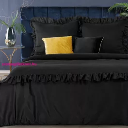   Reina23 fodrokkal díszített pamut-szatén ágyneműhuzat Fekete 160x200 cm - 70x80 cm 2db