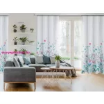 Lilian tavaszi virág mintás dekor függöny Fehér/kék 140x250 cm