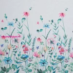 Lilian tavaszi virág mintás dekor függöny Fehér/kék 140x250 cm