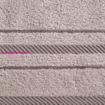 Koral pamut törölköző jacquard csíkos szegéllyel Pasztell rózsaszín 70x140 cm