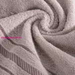 Koral pamut törölköző jacquard csíkos szegéllyel Pasztell rózsaszín 70x140 cm
