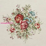 Virágmintás gobelin asztalterítő zsenília fonalból Natúr 100x100 cm +/-5%