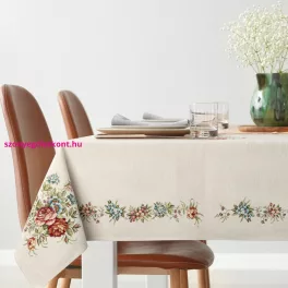   Virágmintás gobelin asztalterítő zsenília fonalból Natúr 140x180 cm +/-5%