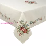Virágmintás gobelin asztalterítő zsenília fonalból Natúr 140x180 cm +/-5%