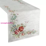 Virágmintás gobelin asztali futó zsenília fonalból Szürke 45x140 cm +/-5%