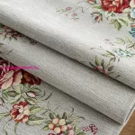 Virágmintás gobelin asztali futó zsenília fonalból Szürke 45x140 cm +/-5%