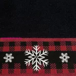 Rudolf hímzett karácsonyi törölköző jacquard szegéllyel Fekete 70x140 cm