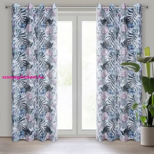 Malibu mintás dekor függöny Fehér/lila 140x250 cm