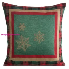 Star karácsonyi gobelin párnahuzat Zöld 45x45 cm +/-5%