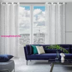 Reva etamin függöny márvány mintával Fehér 140x250 cm