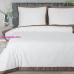 Reina25 pamut-szatén ágyneműhuzat kontrasztos szegéllyel Fehér/kávé 220x200 cm - 70x80 cm 2db