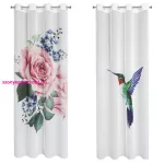 Lia 2db-os kolibri és rózsa mintás etamin függöny szett Fehér 140x260 cm