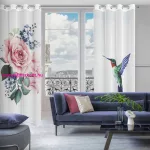 Lia 2db-os kolibri és rózsa mintás etamin függöny szett Fehér 140x260 cm