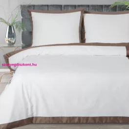   Reina25 pamut-szatén ágyneműhuzat kontrasztos szegéllyel Fehér/kávé 160x200 cm - 70x80 cm 2db