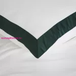 Reina25 pamut-szatén ágyneműhuzat kontrasztos szegéllyel Fehér/zöld 160x200 cm - 70x80 cm 2db