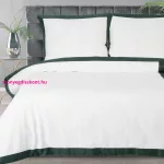 Reina25 pamut-szatén ágyneműhuzat kontrasztos szegéllyel Fehér/zöld 220x200 cm - 70x80 cm 2db