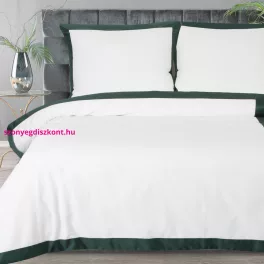   Reina25 pamut-szatén ágyneműhuzat kontrasztos szegéllyel Fehér/zöld 220x200 cm - 70x80 cm 2db