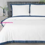 Reina25 pamut-szatén ágyneműhuzat kontrasztos szegéllyel Fehér/gránátkék 220x200 cm - 70x80 cm 2db
