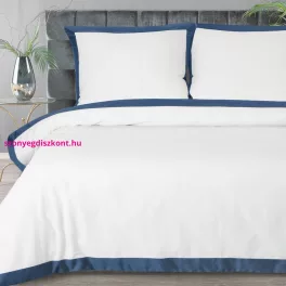   Reina25 pamut-szatén ágyneműhuzat kontrasztos szegéllyel Fehér/gránátkék 220x200 cm - 70x80 cm 2db