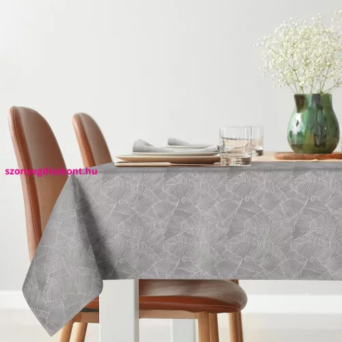 Isla banánlevél mintás jacquard asztalterítő Ezüst 140x300 cm