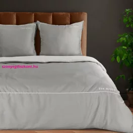   Eva10c Eva Minge mako-szatén ágyneműhuzat hímzett logóval Szürke 220x200 cm - 70x80 cm 2db