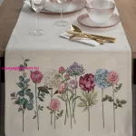 Gobelin asztali futó nyári virágok motívumával Natúr 50x110 cm