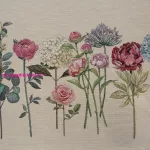 Gobelin asztali futó nyári virágok motívumával Natúr 50x110 cm