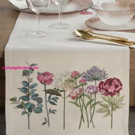   Gobelin asztali futó nyári virágok motívumával Natúr 40x100 cm +/-5%