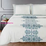 Reina29 pamut-szatén ágyneműhuzat Fehér/sötétkék 160x200 cm - 70x80 cm 2db
