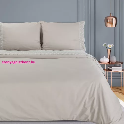 Reina27 pamut ágyneműhuzat elegáns csipkével Bézs 220x200 cm - 70x80 cm 2db