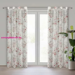   Ava dekor függöny leveles ág mintával Fehér/rózsaszín 140x250 cm