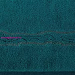 Karin pamut törölköző fényes cérnával szőtt díszítéssel Sötét türkiz 50x90 cm