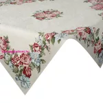 Gobelin terítő zsenília fonalból piros és kék virágokkal Natúr 100x100 cm +/-5%