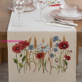 Pipacsos gobelin asztali futó Natúr 40x100 cm +/-5%