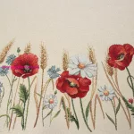 Pipacsos gobelin párnahuzat Natúr 45x45 cm