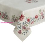 Egzotikus virágmintás gobelin asztalterítő zsenília fonalból Natúr 140x180 cm +/-5%