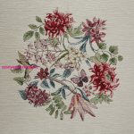 Egzotikus virágmintás gobelin asztalterítő zsenília fonalból Natúr 140x180 cm +/-5%