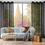 Laurel modern fekete függöny mohair díszítéssel Fekete 140x250 cm