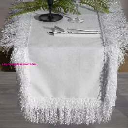 Tina prémium terítő bolyhos rojtokkal Fehér 40x140 cm