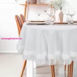 Tina prémium terítő bolyhos rojtokkal Fehér 120 cm