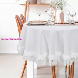 Tina prémium terítő bolyhos rojtokkal Fehér 120 cm