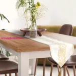 Majorka elegáns asztali futó bojttal Fehér 30x120 cm