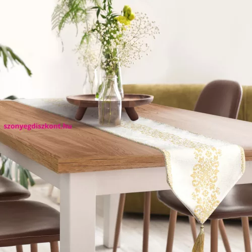 Majorka elegáns asztali futó bojttal Fehér 30x180 cm