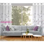 Antea tavaszi virágos dekor függöny Fehér 140x250 cm