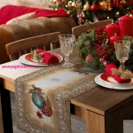 Gobelin karácsonyi terítő karácsonyfadíszes Arany 40x100 cm +/-5%