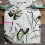 Ellen bársony asztalterítő monstera Fehér 40x140 cm