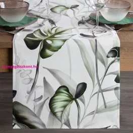 Ellen bársony asztalterítő monstera Fehér 40x140 cm