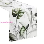 Ellen bársony asztalterítő monstera Fehér 40x140 cm