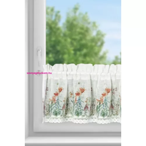 Amarílisz mintás modern vitrázs függöny Fehér 30x150 cm